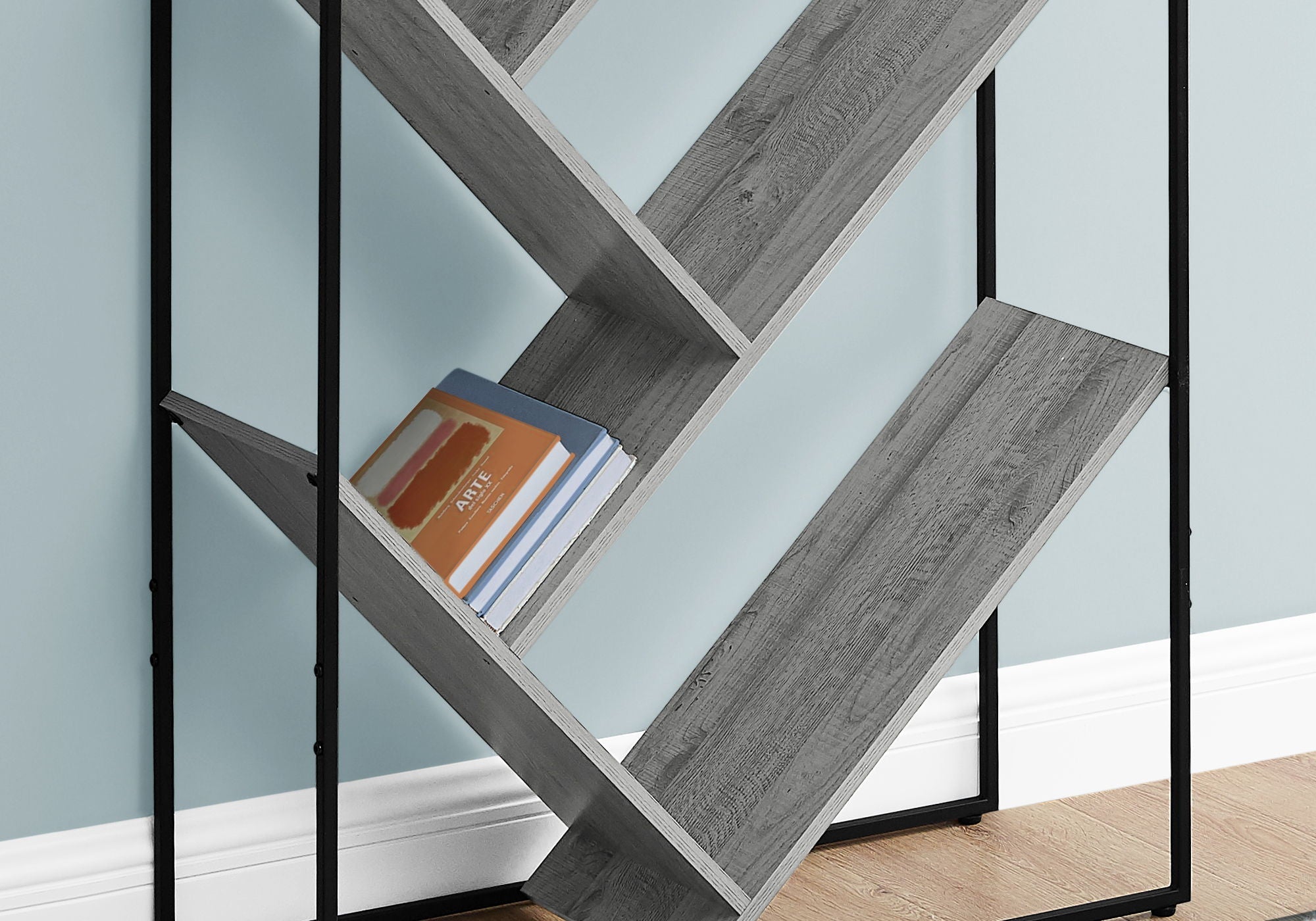 3-Tier Contemporary Bookshelf with Reclaimed Wood Finish