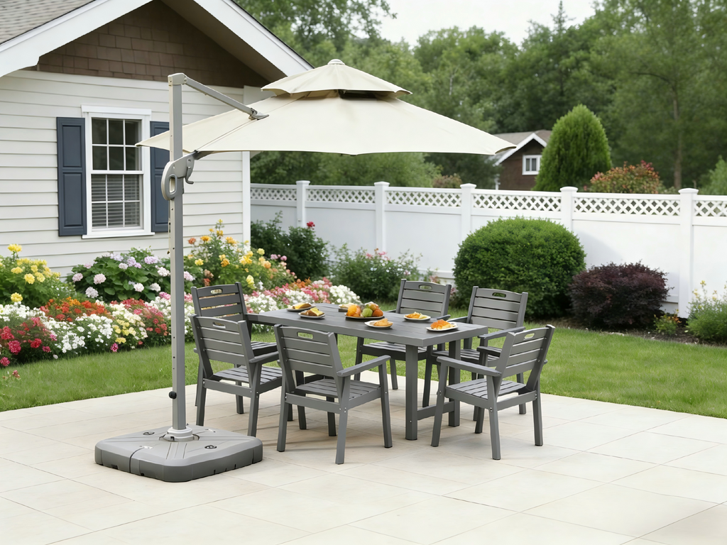 HDPE Outdoor Patio Dining Set - Table and Six Chairs