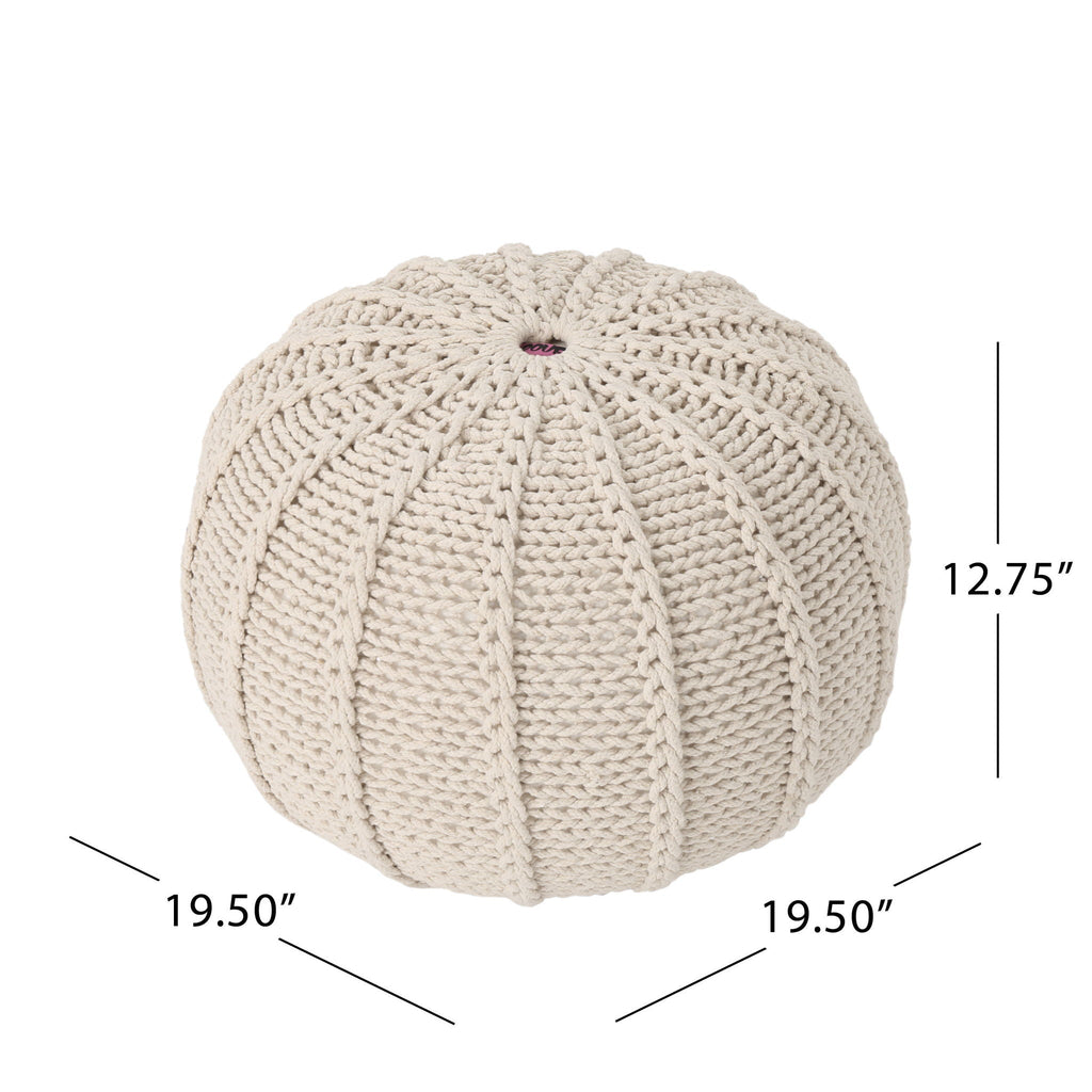 Bordeaux Knitted Round Pouf Ottoman And Floor Cushion