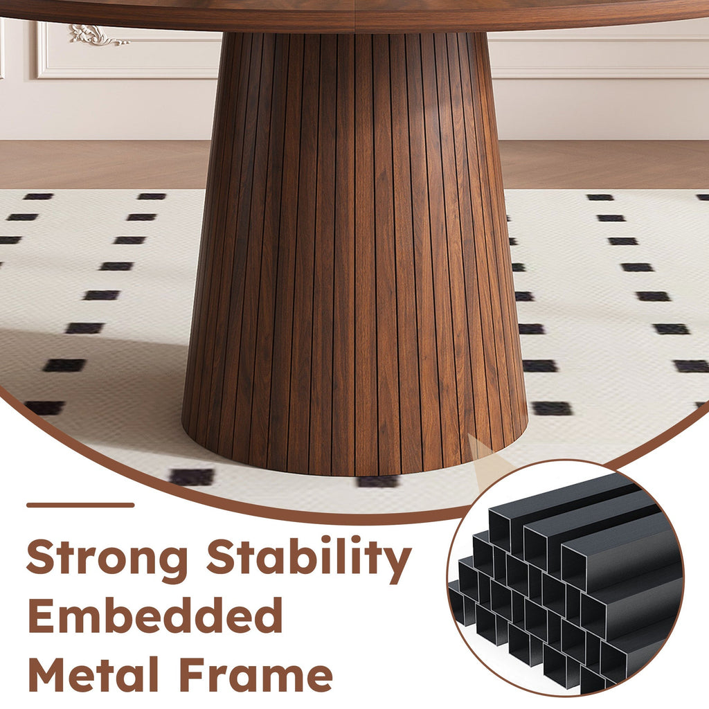 47 Inch Round MDF Dining Table for 4, Modern Farmhouse Style