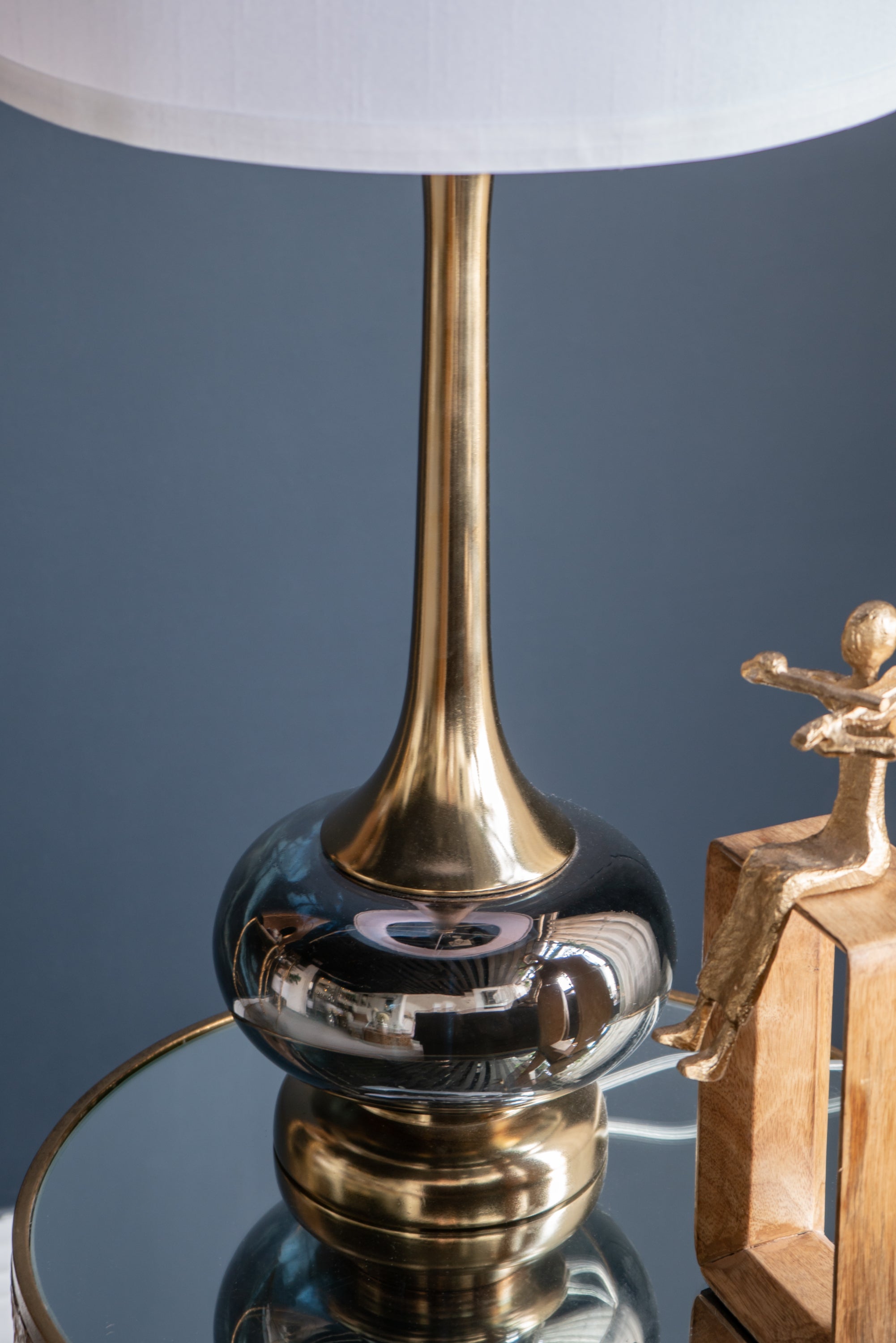 D15x29 Table Lamp with Glass Drum Shade
