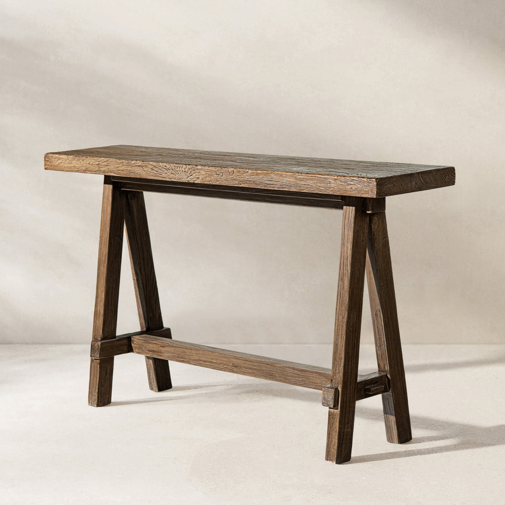 Hawthorne 60'' Solid Reclaimed Elm Trestle Console Table