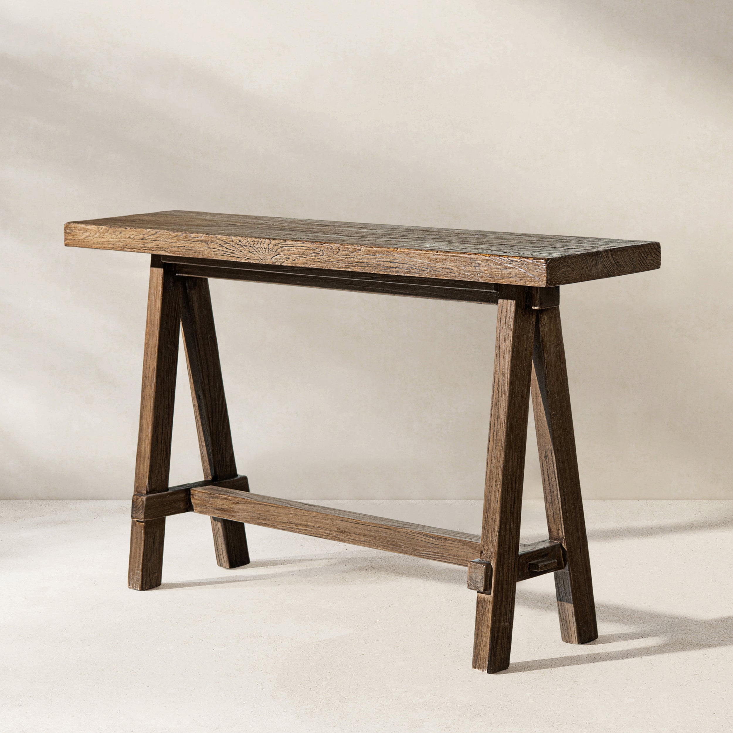 Hawthorne 60'' Solid Reclaimed Elm Trestle Console Table