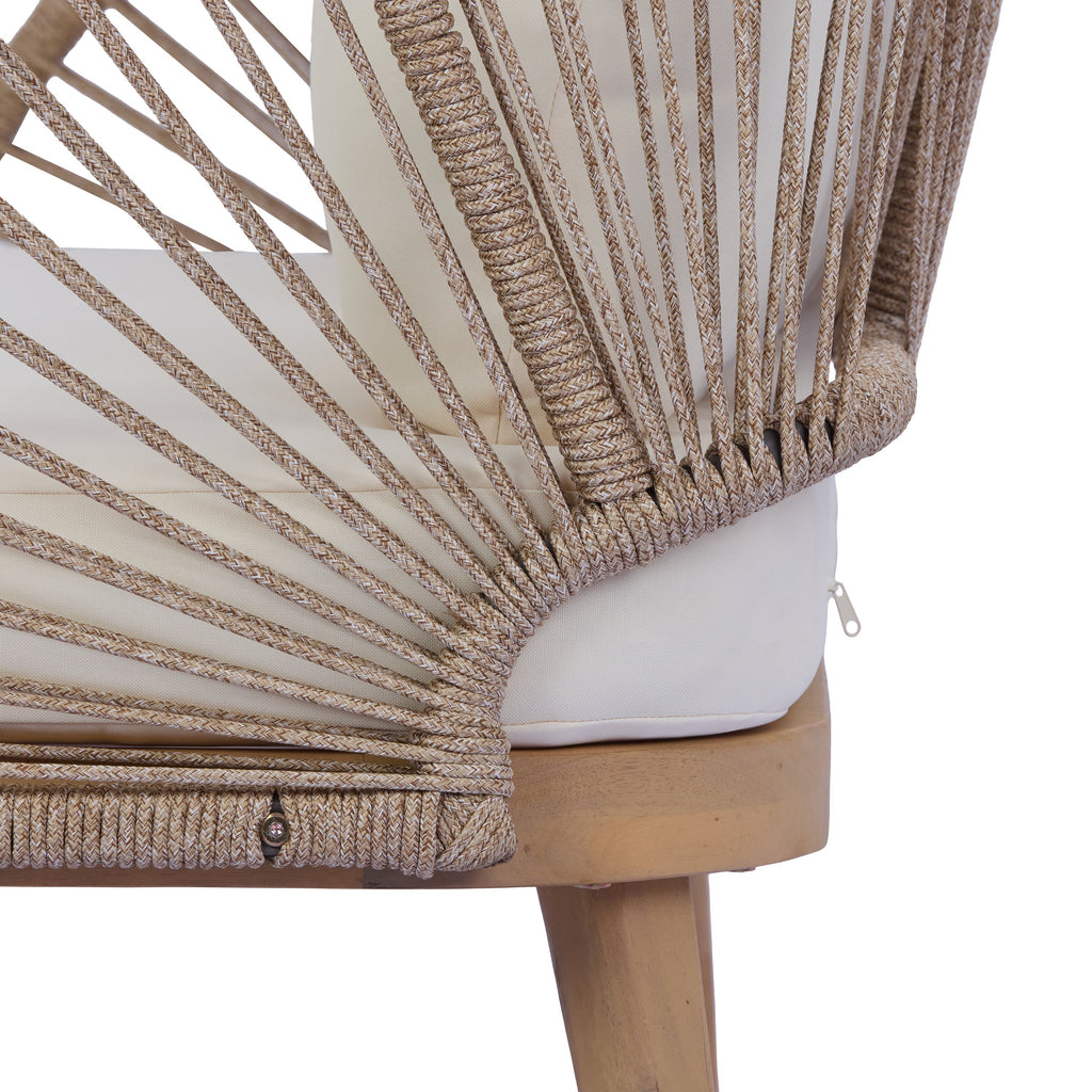 Acacia Wood Outdoor Club Chair, Curved Tub Design Patio Chair