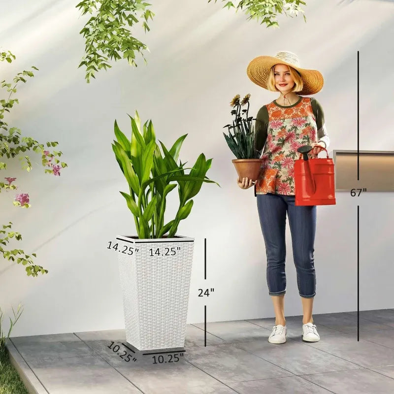 Spacious Plant Pots, Plants Box Set of 3, Tall Planters Box