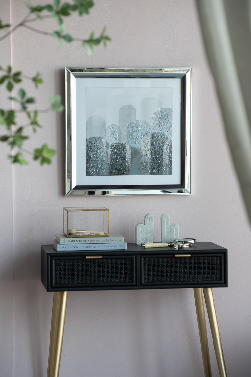 S/2 23.6x23.6' Kaiden Crystal Mirror Framed Wall Art