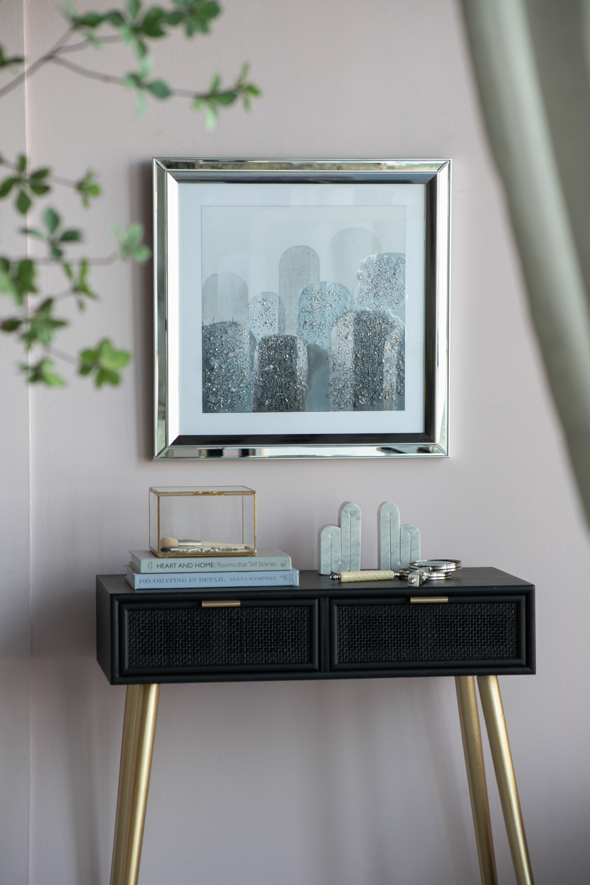 S/2 23.6x23.6' Kaiden Crystal Mirror Framed Wall Art