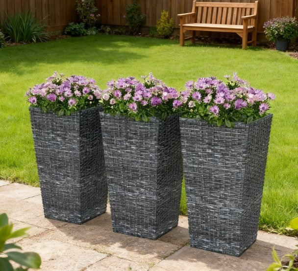 Taper Planters Set of 3 with Drainage Holes for Indoor and Outdoor Use