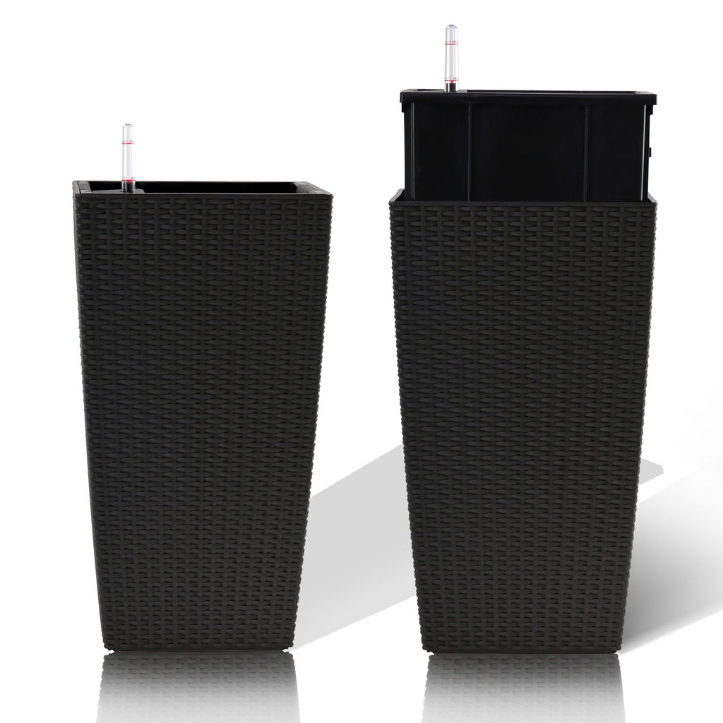 Pack of 2 Square Planters with Automatic Watering System
