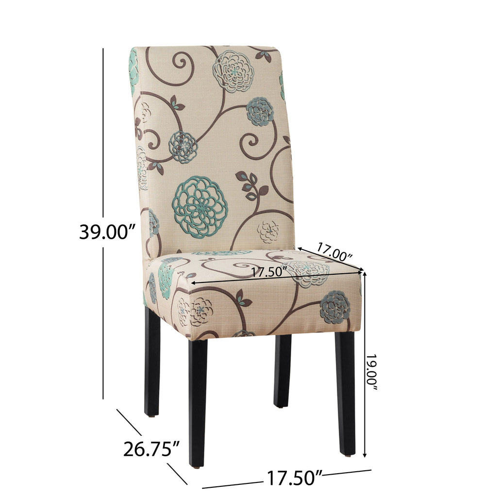 Contemporary Dining Chair Set With Rubberwood Legs - White / Blue