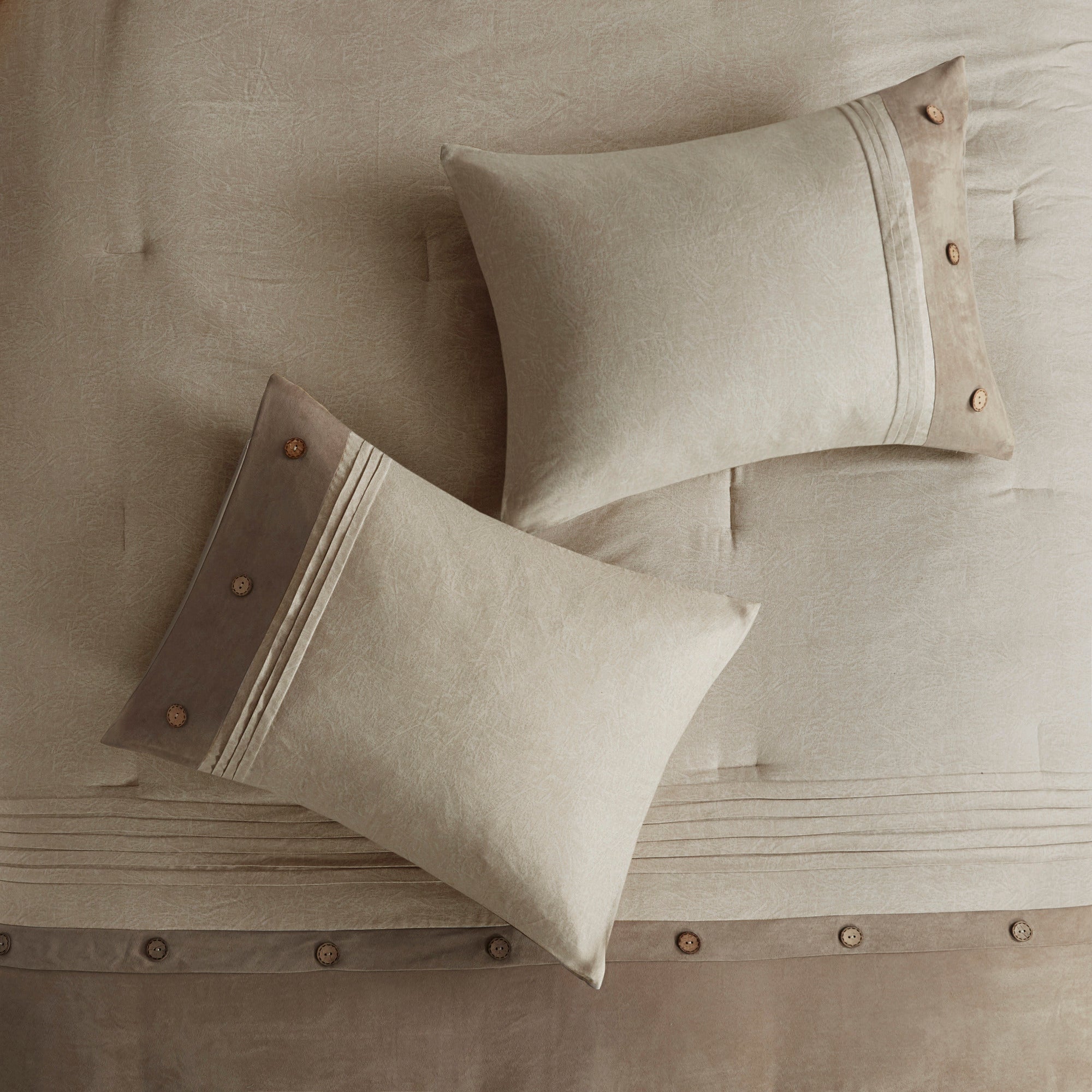 7 Piece Faux Suede Comforter Set Tan Queen