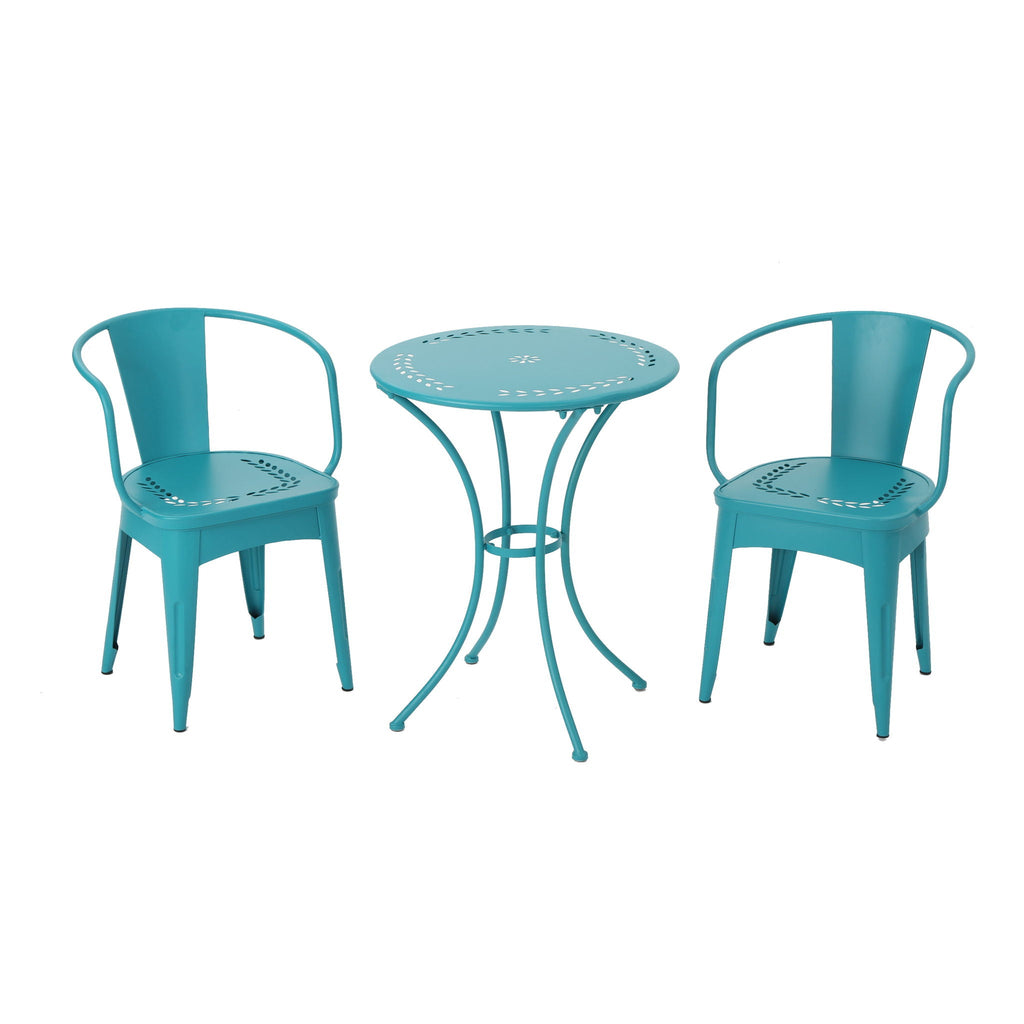Lourdes 3 Piece Metal Outdoor Set - Teal