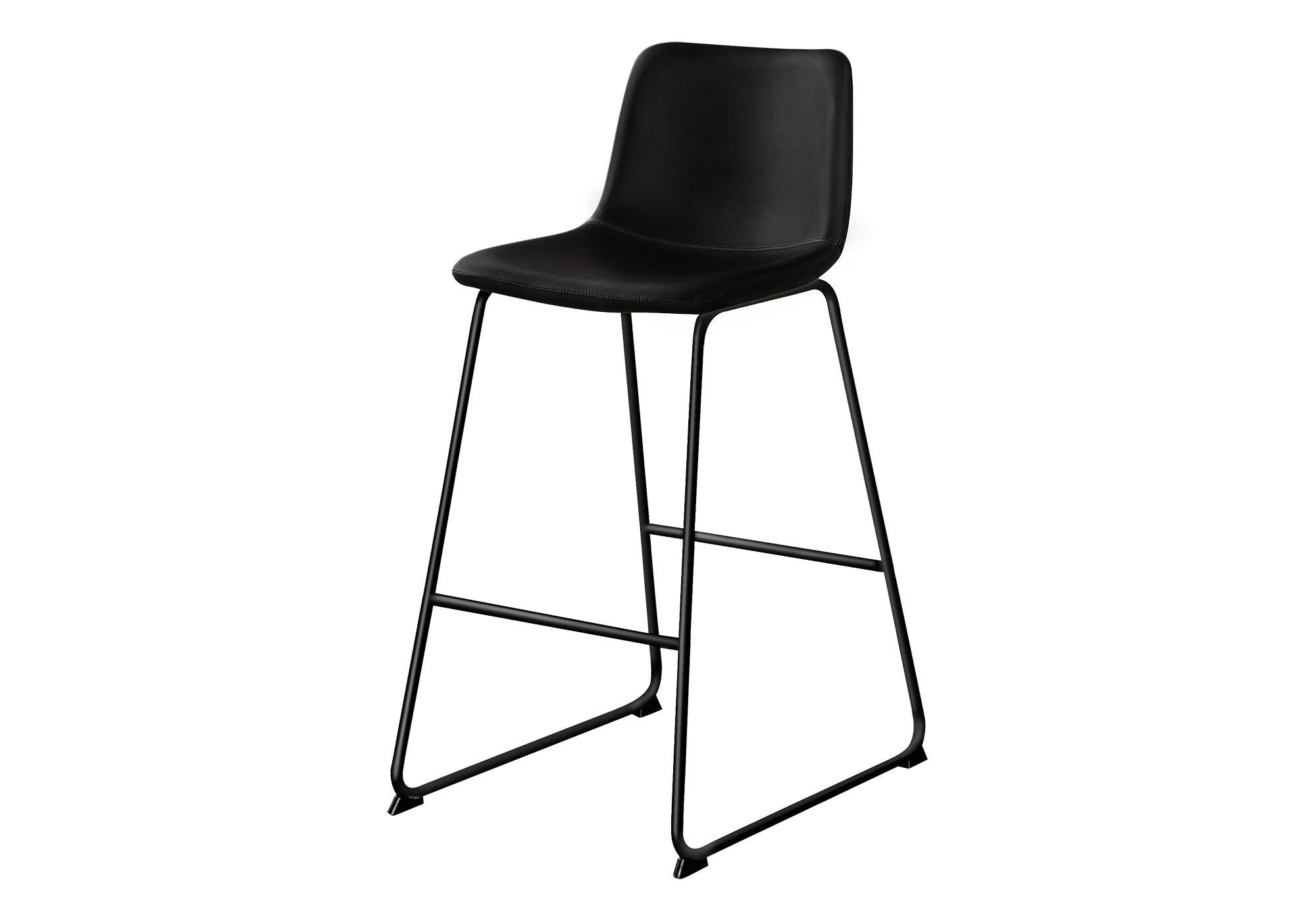 Bar Height Office Chair with Curved Backrest and Leather-Look Upholstery