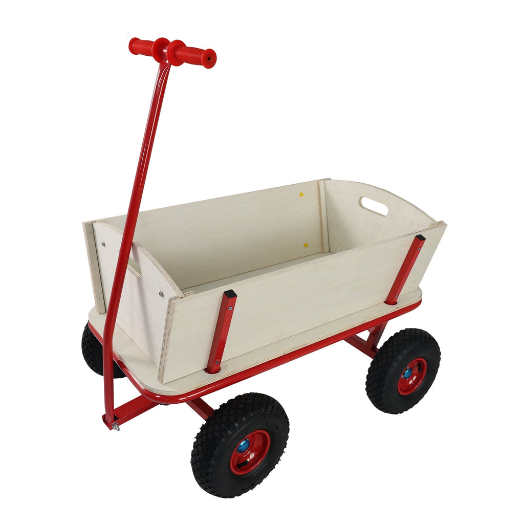 Wooden Children's Outdoor Stroller with Four-Wheel Design