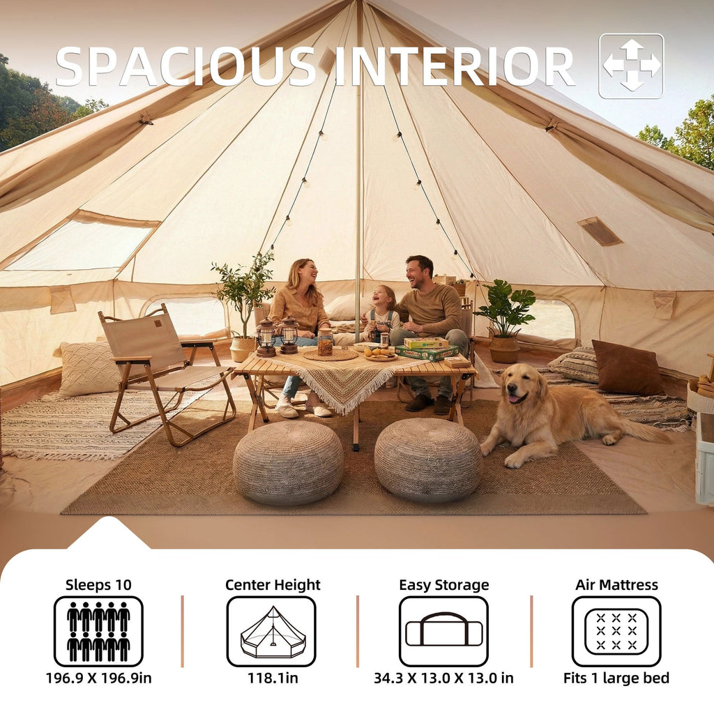 4 Season Bell Tent 16.4FT Waterproof Glamping Yurt