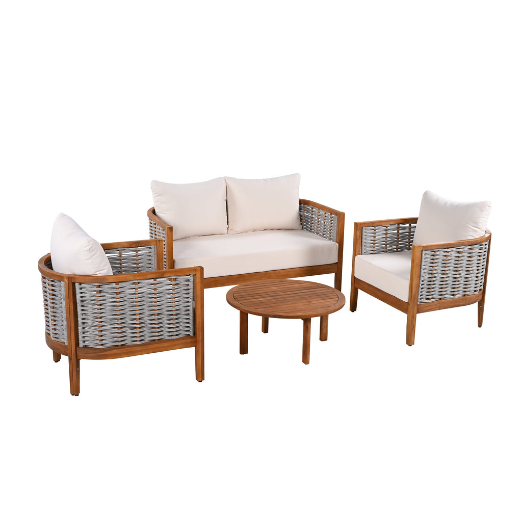 Outdoor Unique Tub Design 4-Seat Sofa Set with Woven Rope