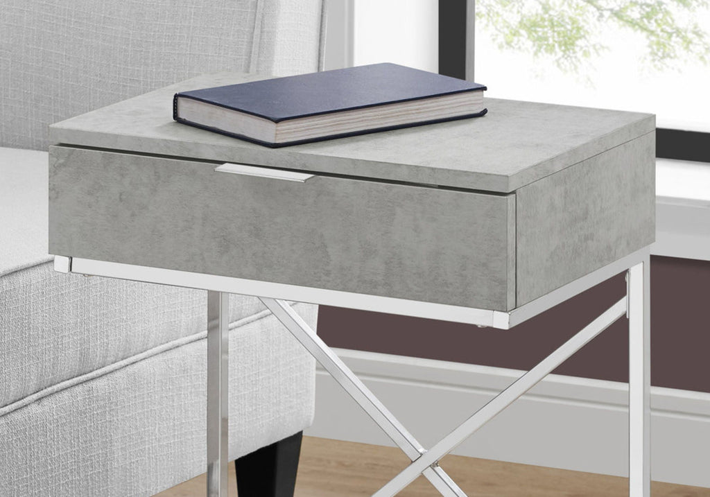 Accent Side Table with Storage Drawer, Spacious Tabletop, Contemporary Design