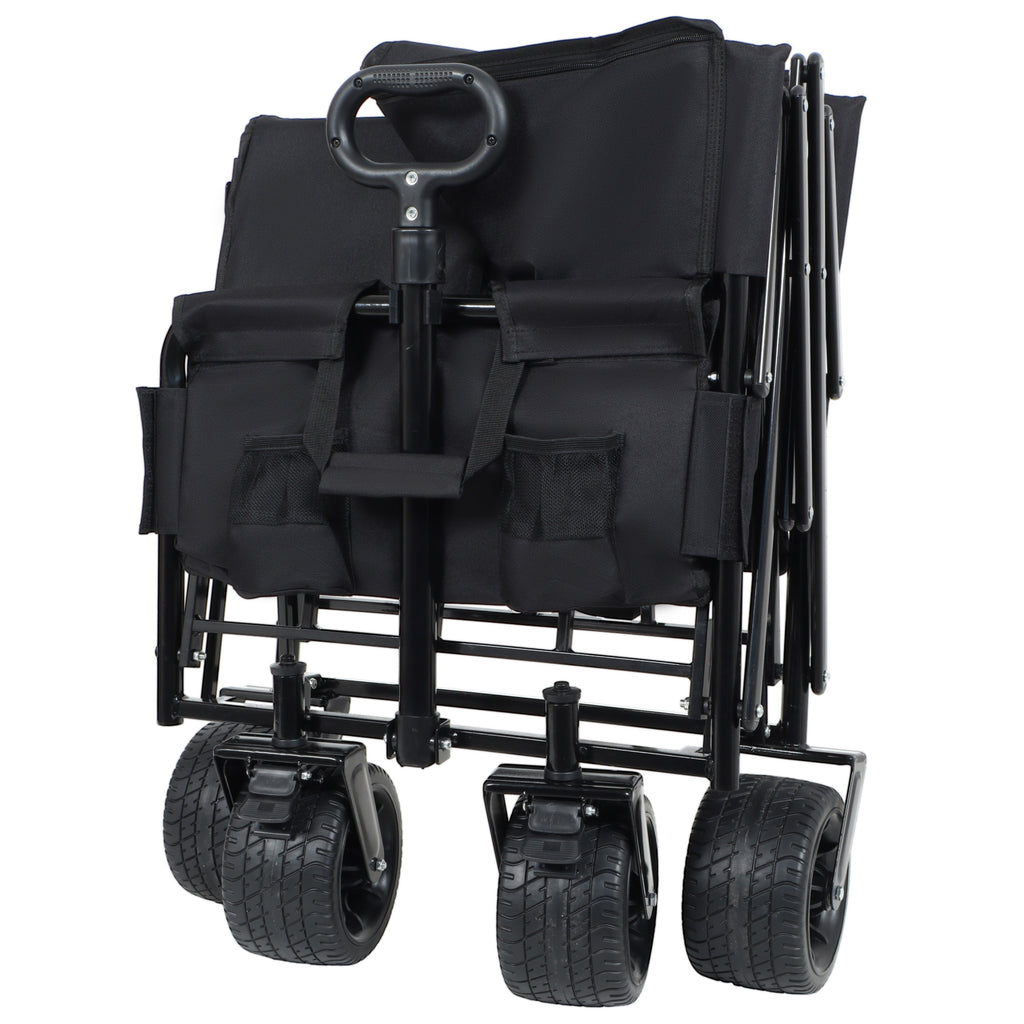 3-in-1 Convertible Folding Wagon Cart with Bench Seat & Storage