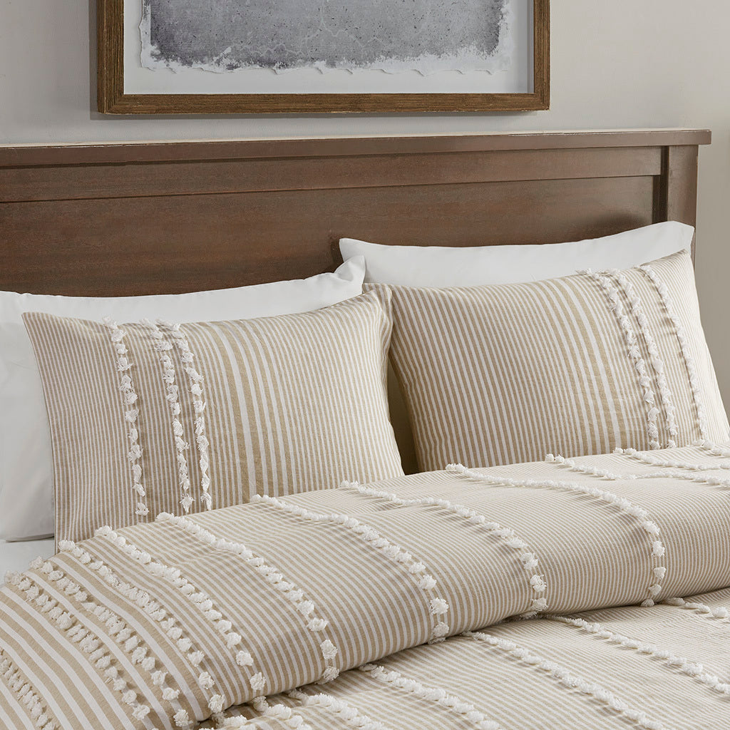King 3 Piece Cotton Yarn Dyed Duvet Cover Set