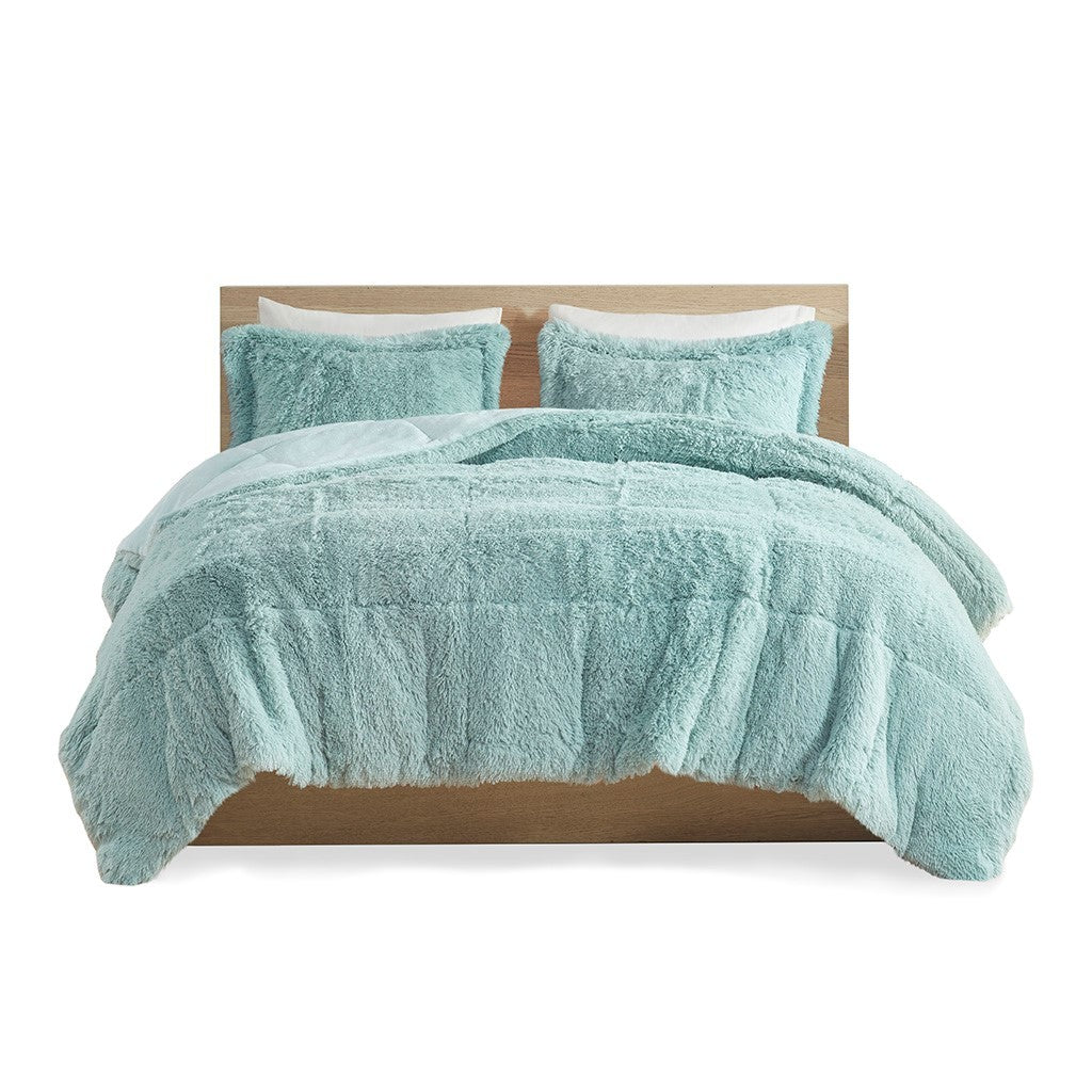 King/Cal King Shaggy Long Fur Comforter Mini Set