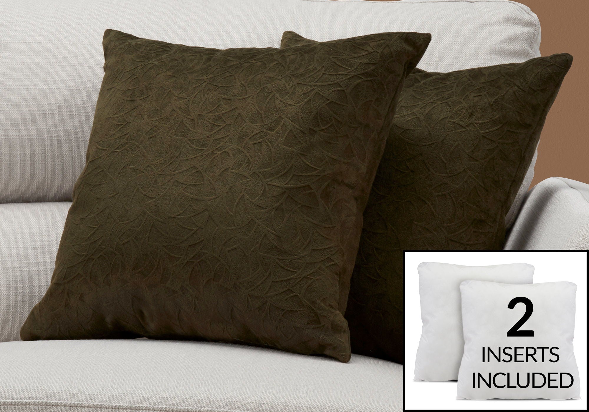Square Decorative Throw Pillows with Hypoallergenic Insert