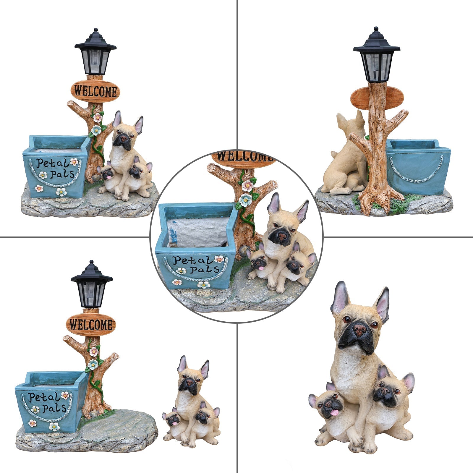 French Bulldog Family Planter Statue