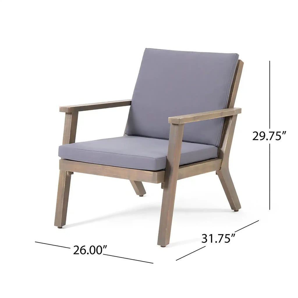Avacyn Outdoor Acacia Wood 4-Seater Chat Set with Cushions