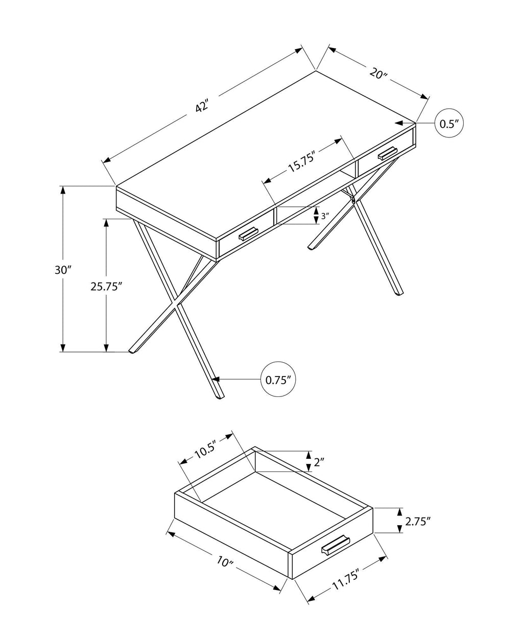 Contemporary Computer Desk with Storage Drawers