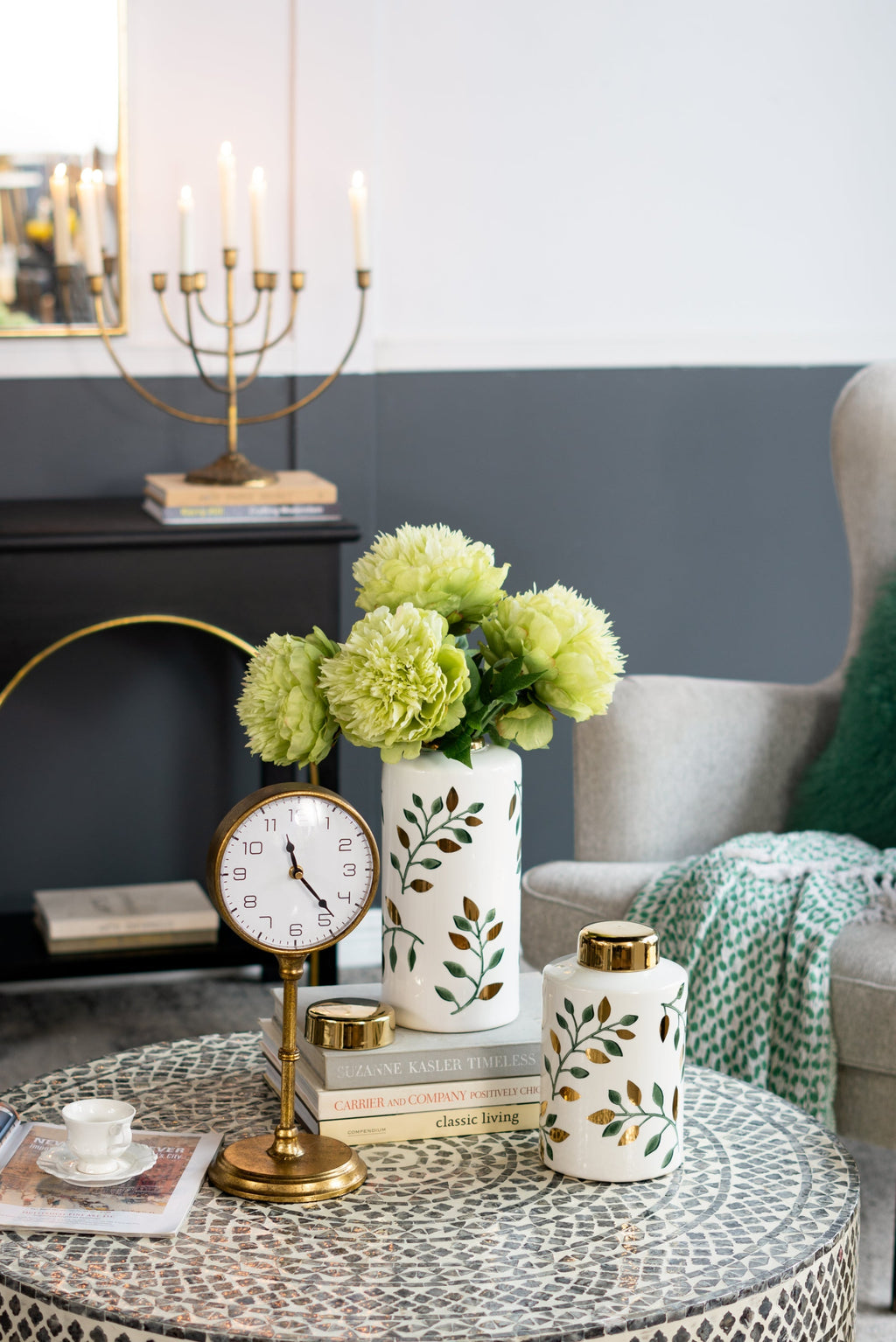 6.5x5.9x15.2' Vintage Inspired Gold Iron Table Clock
