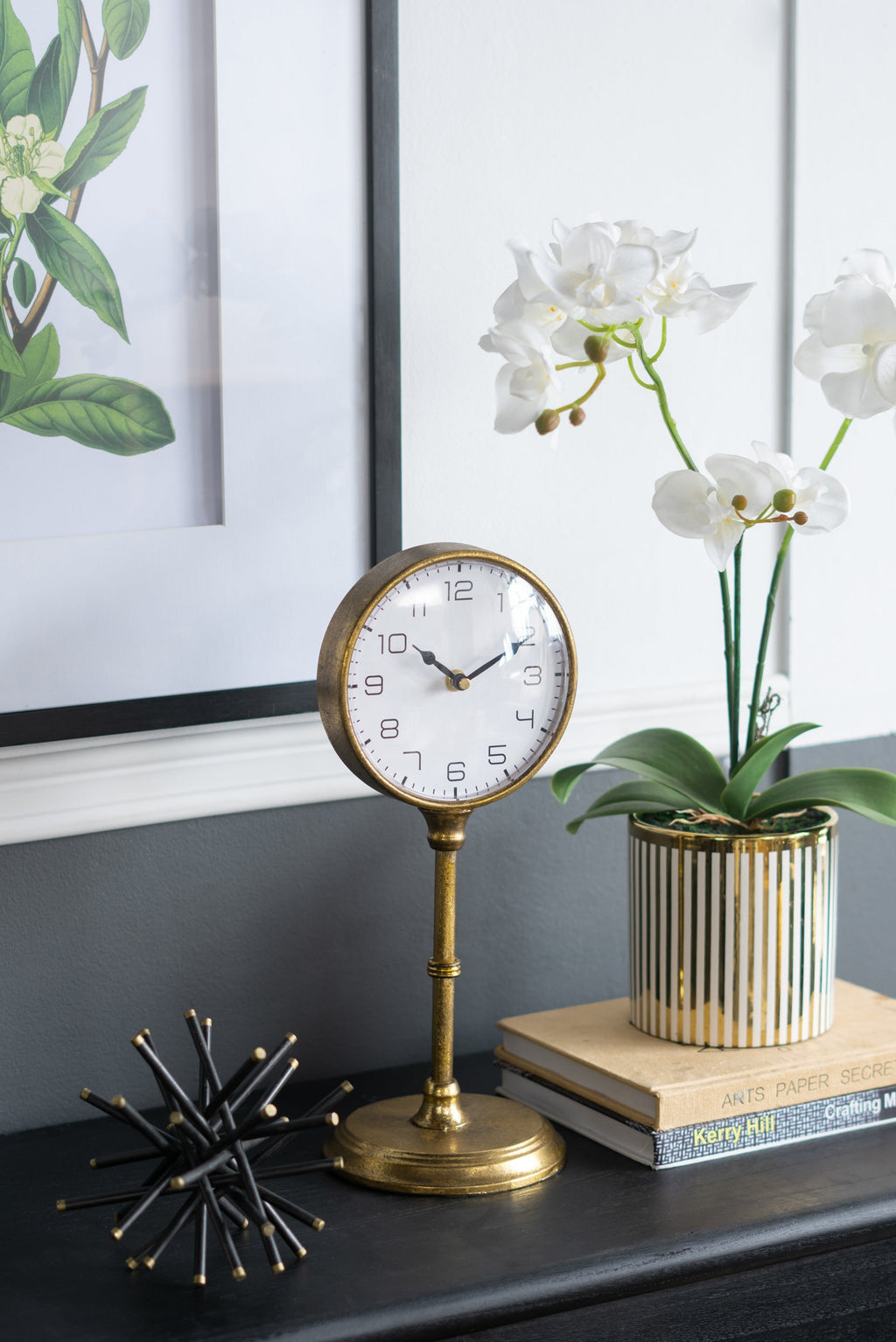 6.5x5.9x15.2' Vintage Inspired Gold Iron Table Clock