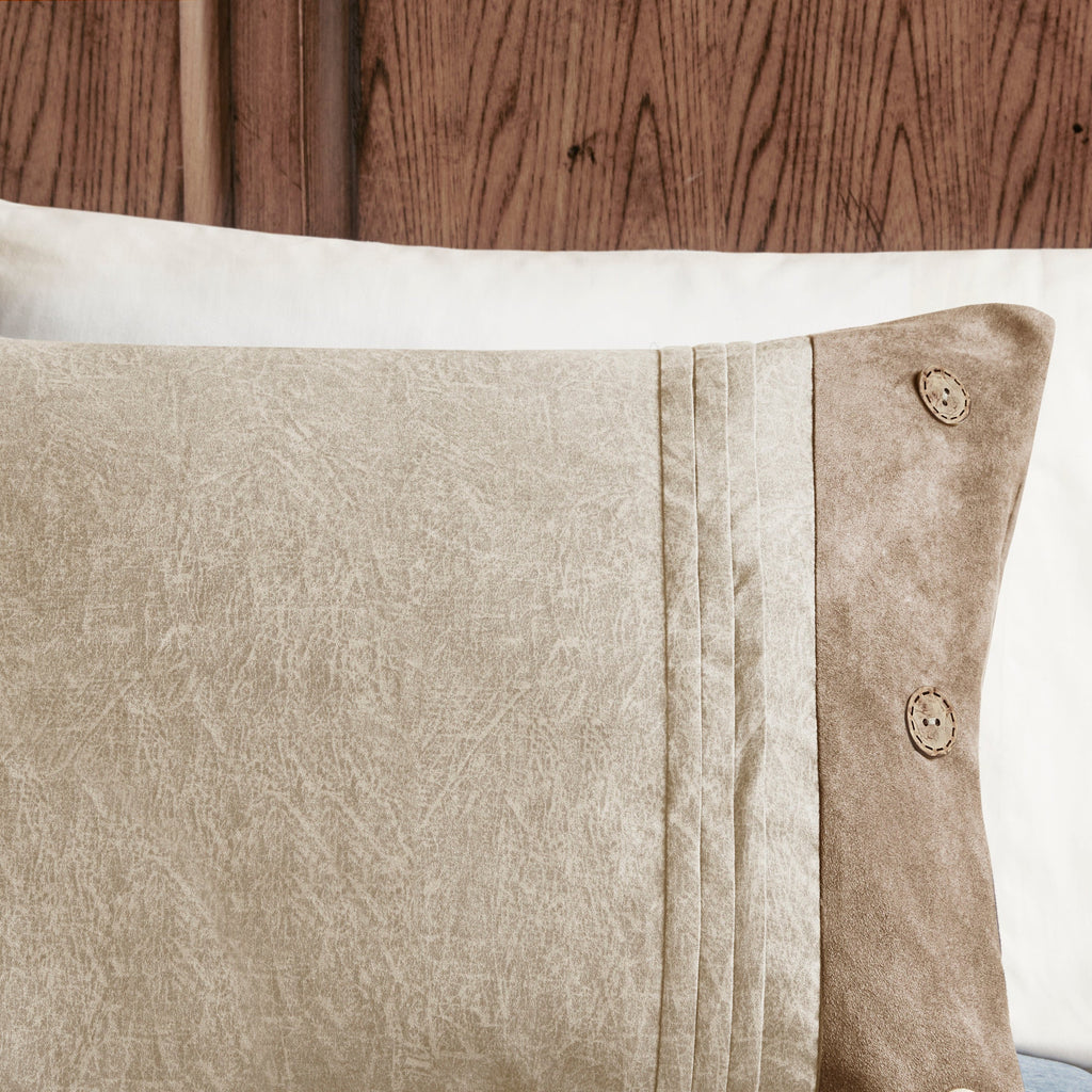 7 Piece Faux Suede Comforter Set Tan California King