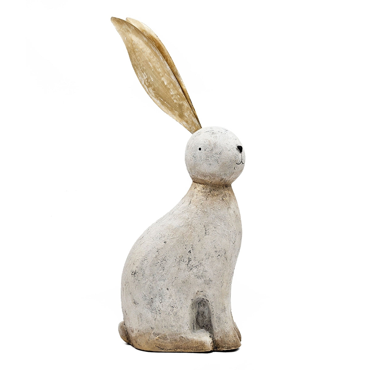 White Magnesium Rabbit Figurine with Gold Iron Ears