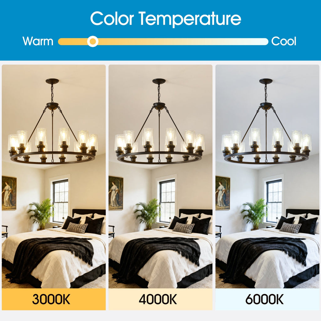 Black Wagon Wheel Chandelier 31.5 Inch Modern Farmhouse Pendant Light