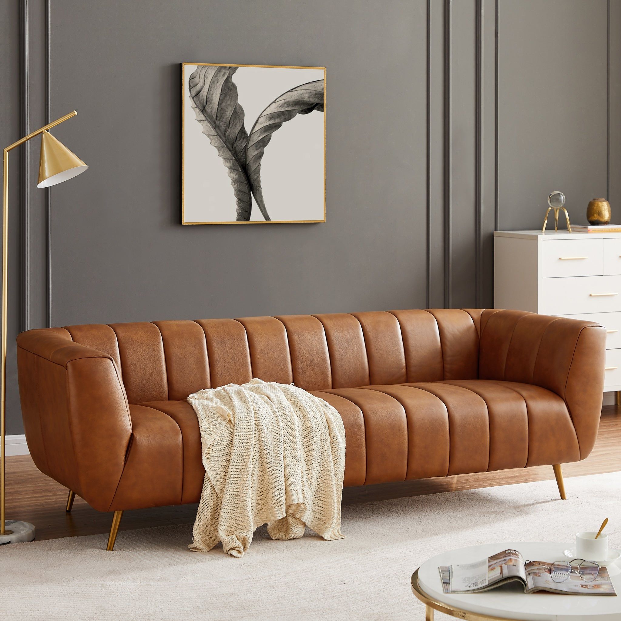 Ava - Sofa - Gold / Tan