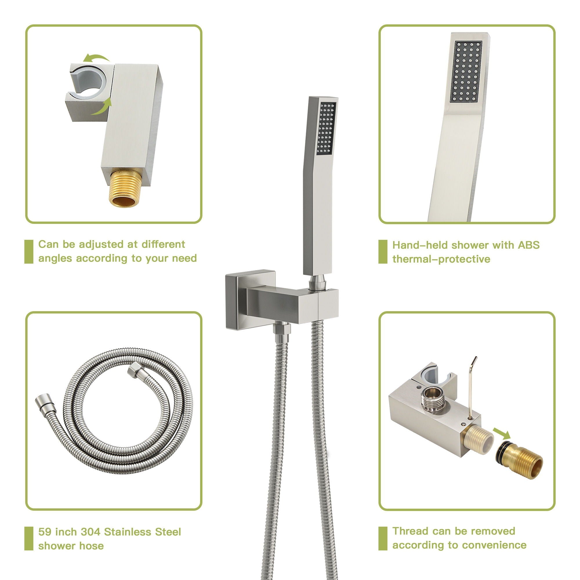 16" Ceiling Mount Square Shower System With Waterfall Tub Spout And Rough In Valve