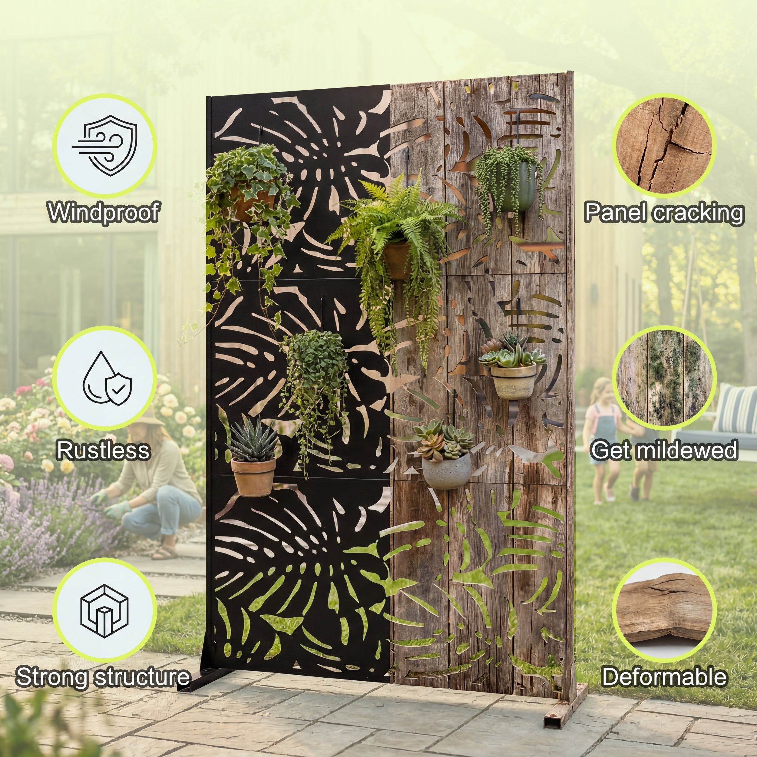 Metal Privacy Screens 3.3Ft x 6Ft Outdoor and Indoor Divider