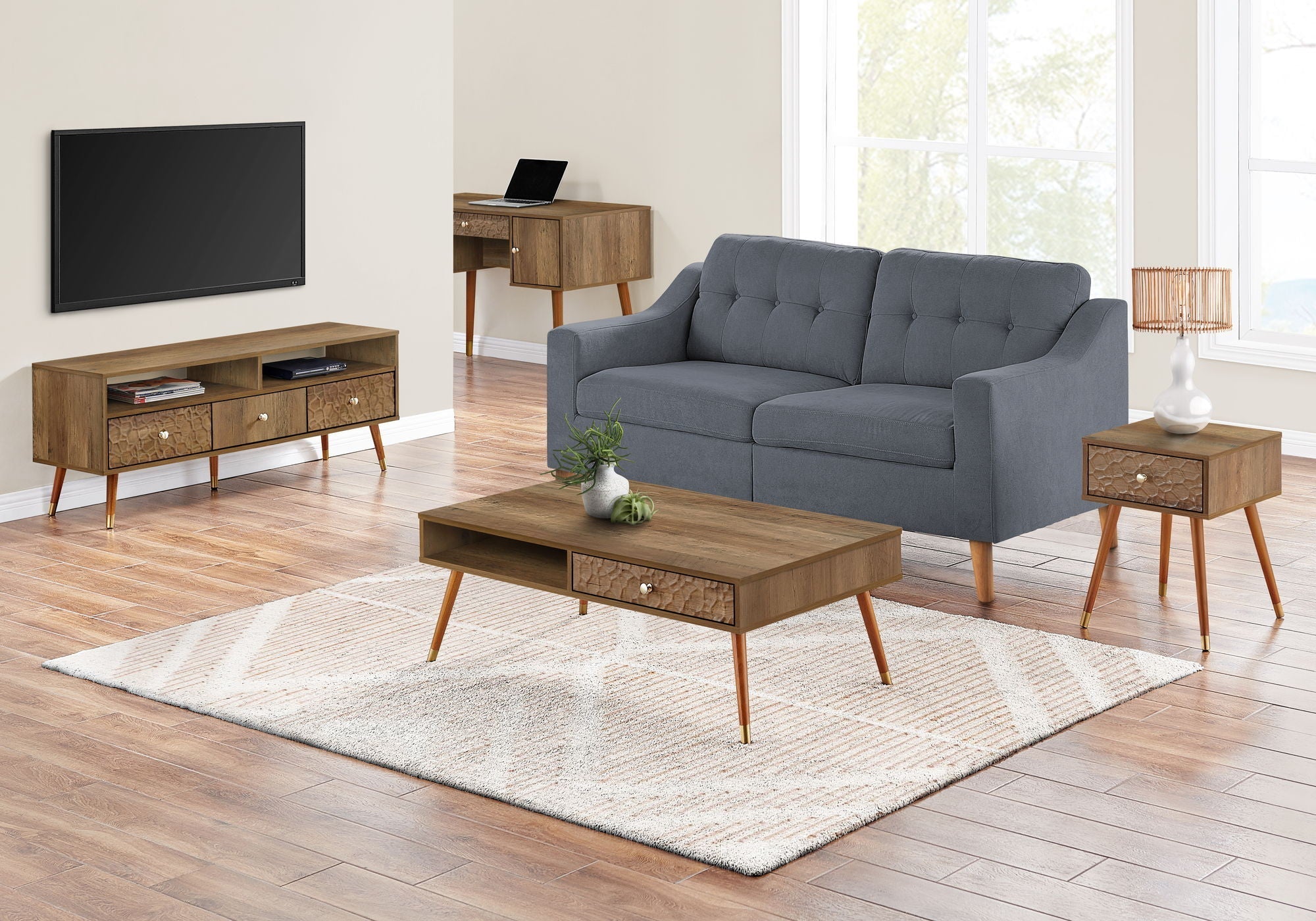 Mid-Century Modern Walnut Coffee Table with Storage