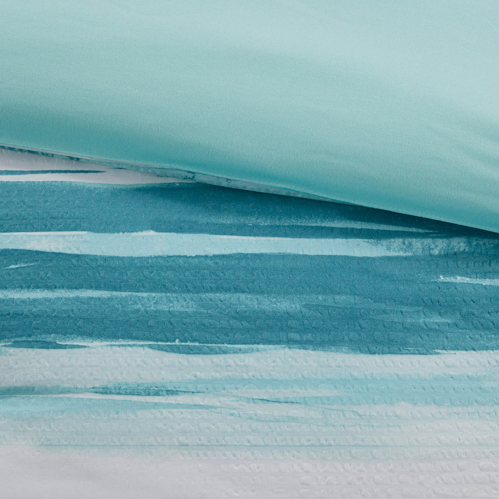 8 Piece Printed Seersucker Comforter and Quilt Set Collection Aqua King/Cal King