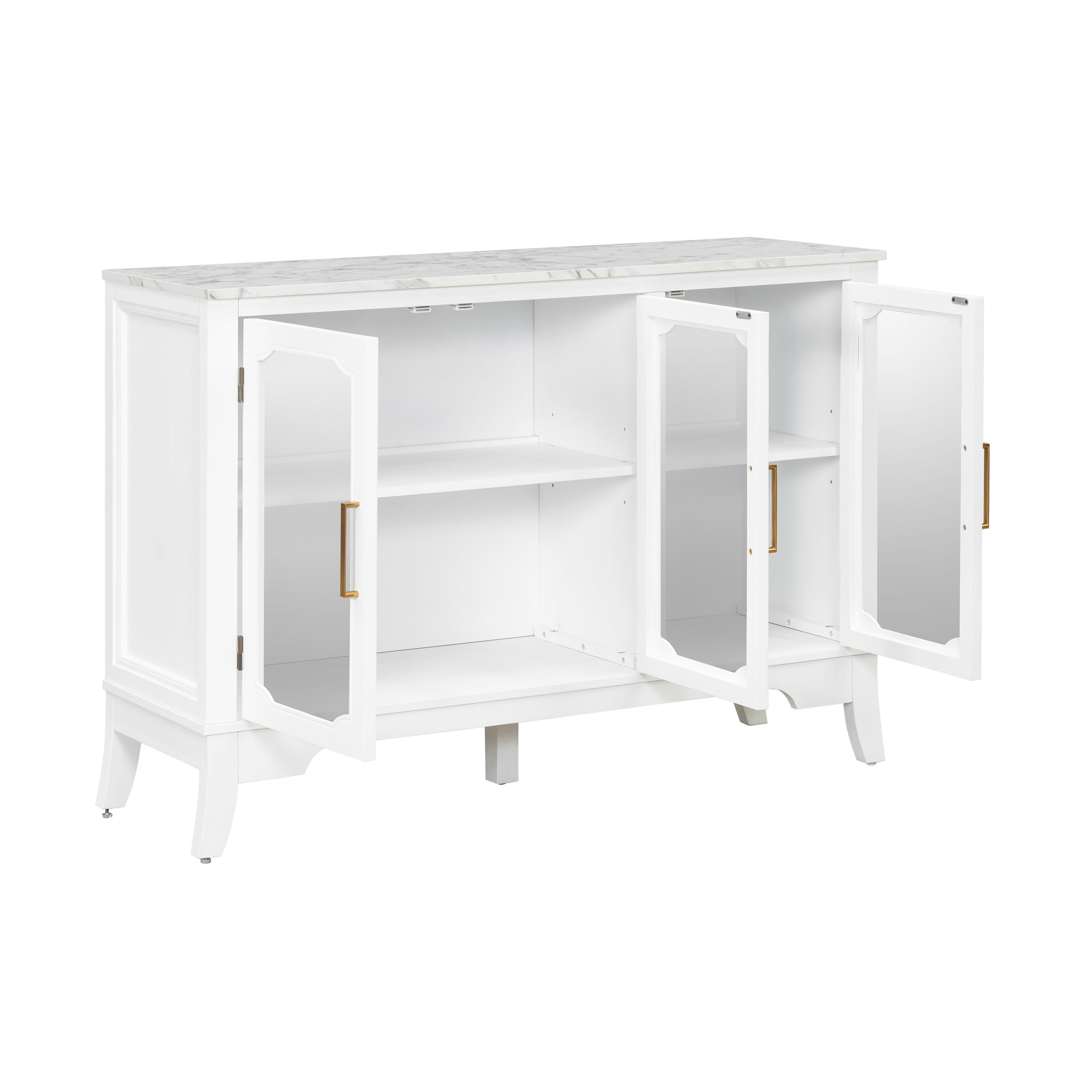 Storage Cabinet 3 Doors Stylish Style White