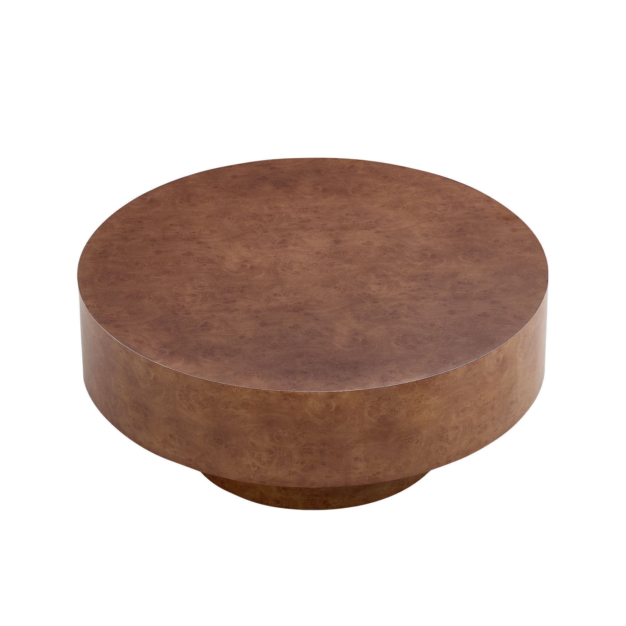 31.49'' Faux Burl Wood Pattern Round Coffee Table with Sturdy Pedestal