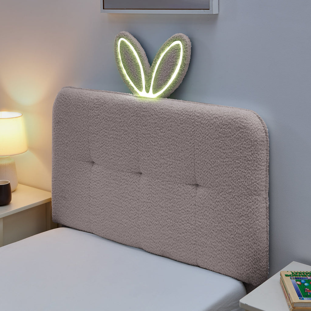 Twin Size Kids Upholstered Bed with Oversized Rabbit Ear Headboard