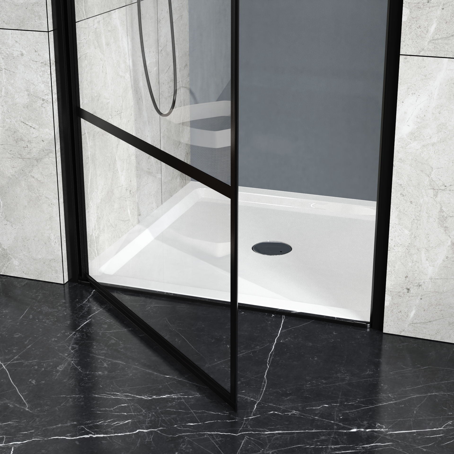 Goodyo - Centered Drain Shower With 3-Side Tile Flanges - White