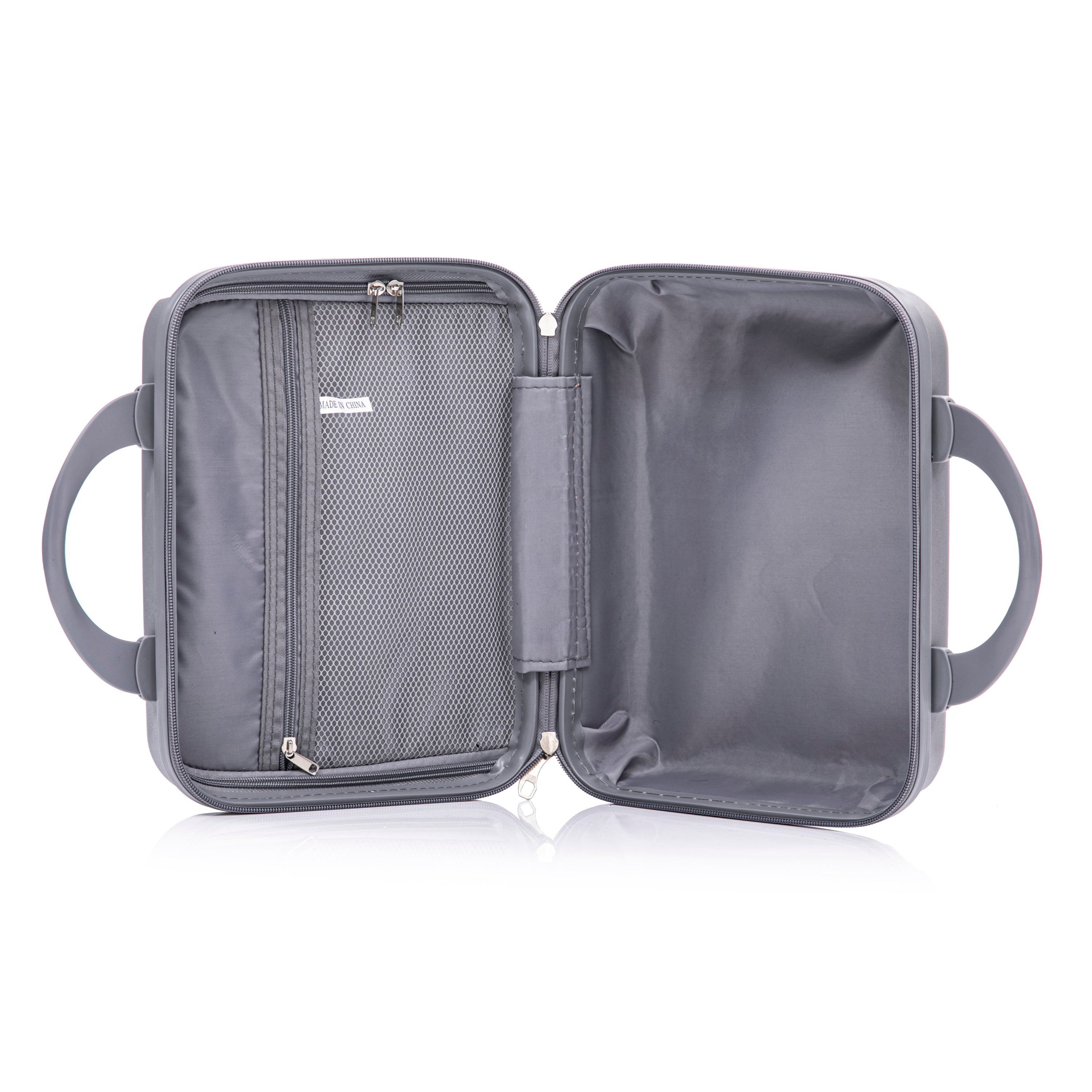 4-Piece PP Spinner Wheel Luggage Set with Cosmetic Case, Light Gray