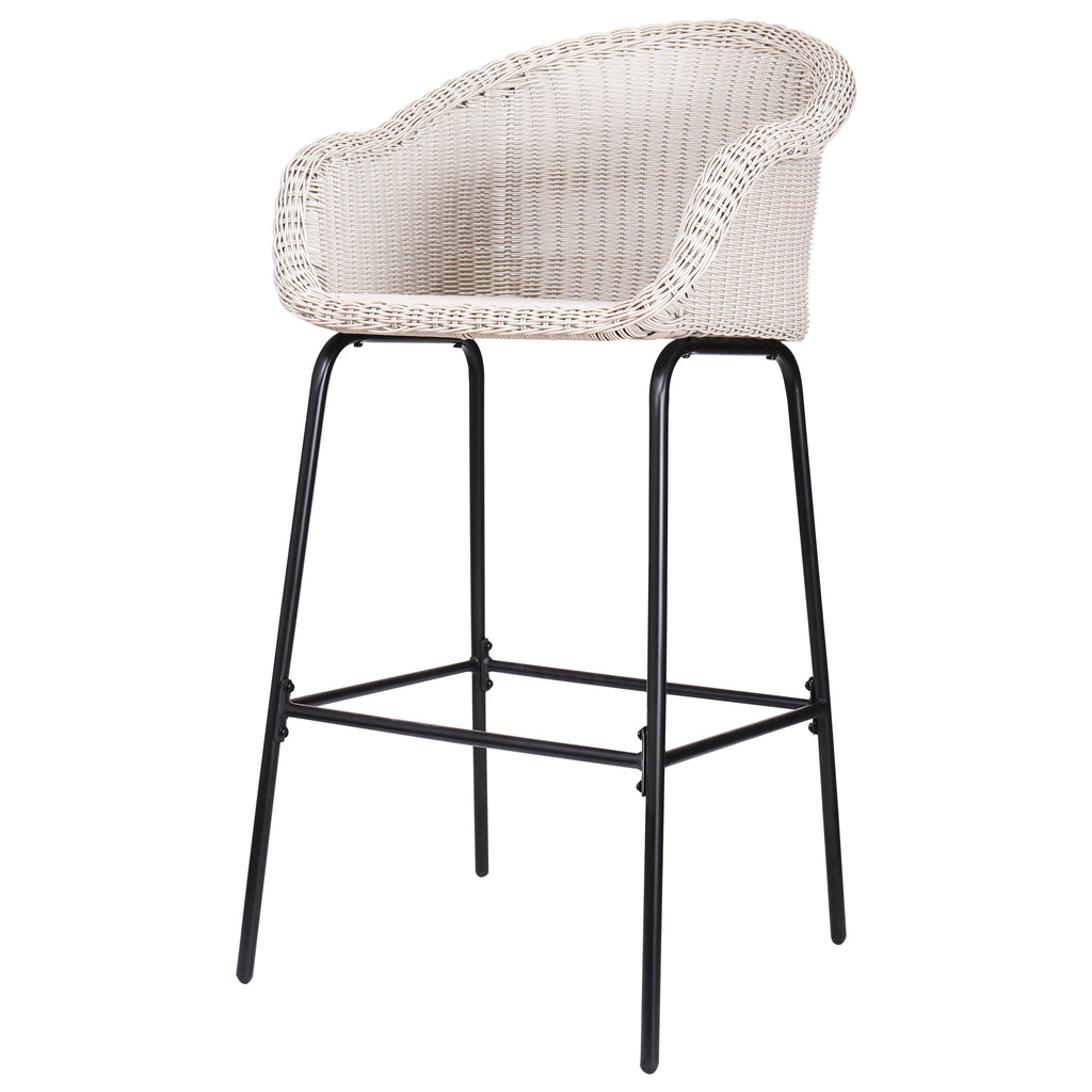 Ladd Outdoor Metal Wicker Barstool Set of 2 - Light Gray