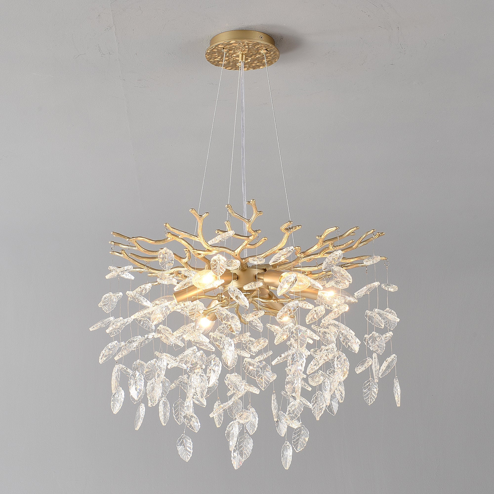 6-Light Chandelier Crystal Ceiling Lamp - Gold Finish