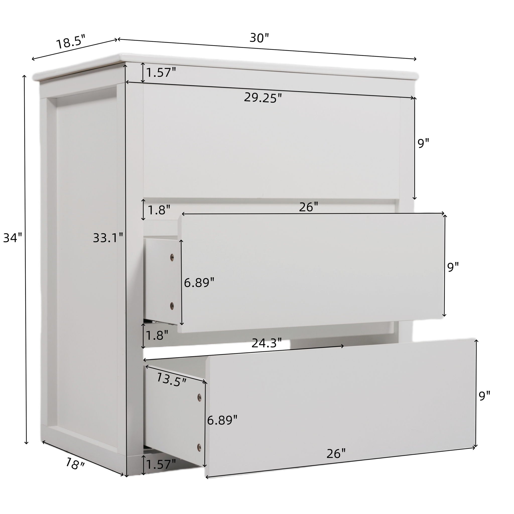 Freestanding Bathroom Vanity with Ceramic Sink and 2 Full Extension Drawers