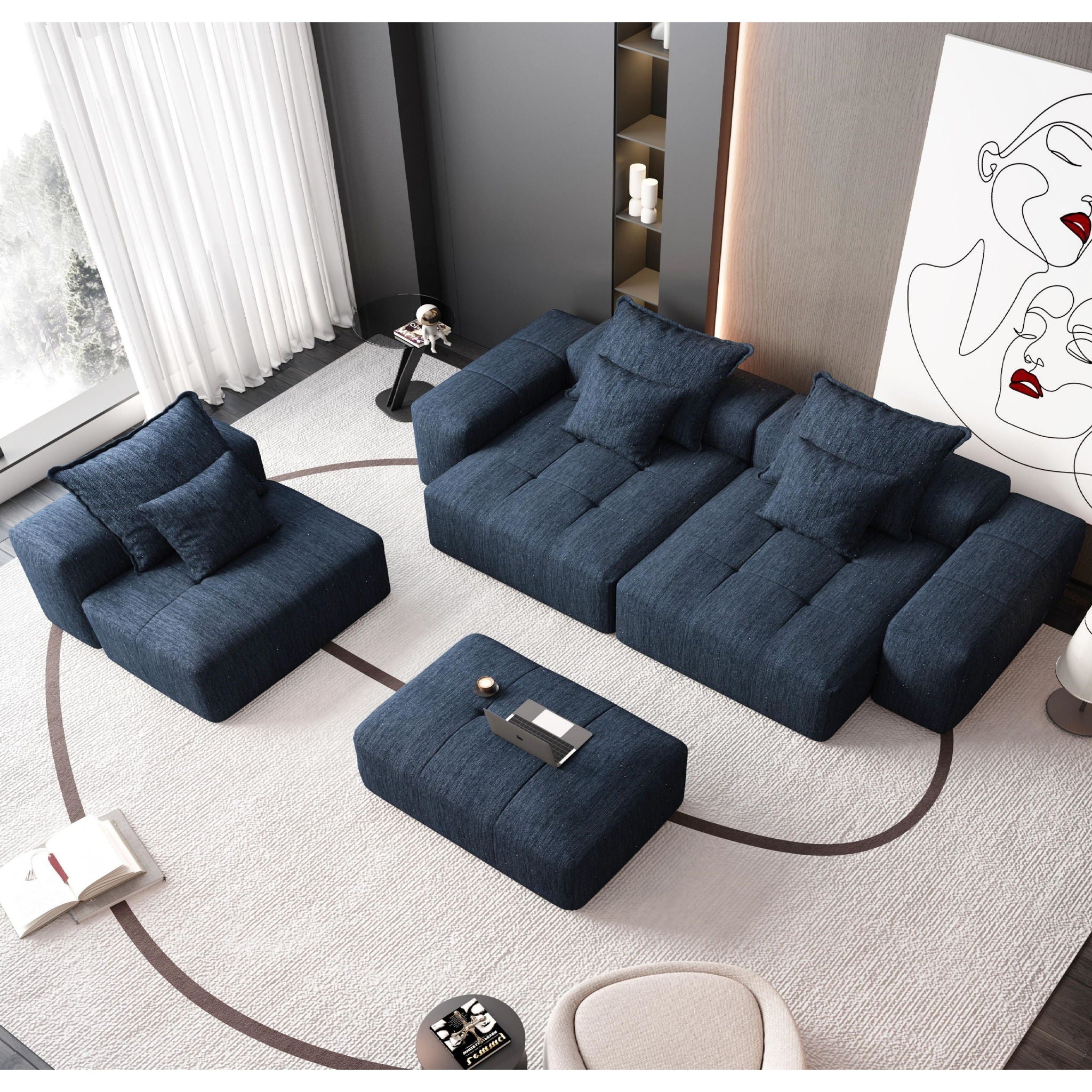 Modern Oversized DIY Combination Modular Sectional Sofa With Pillows