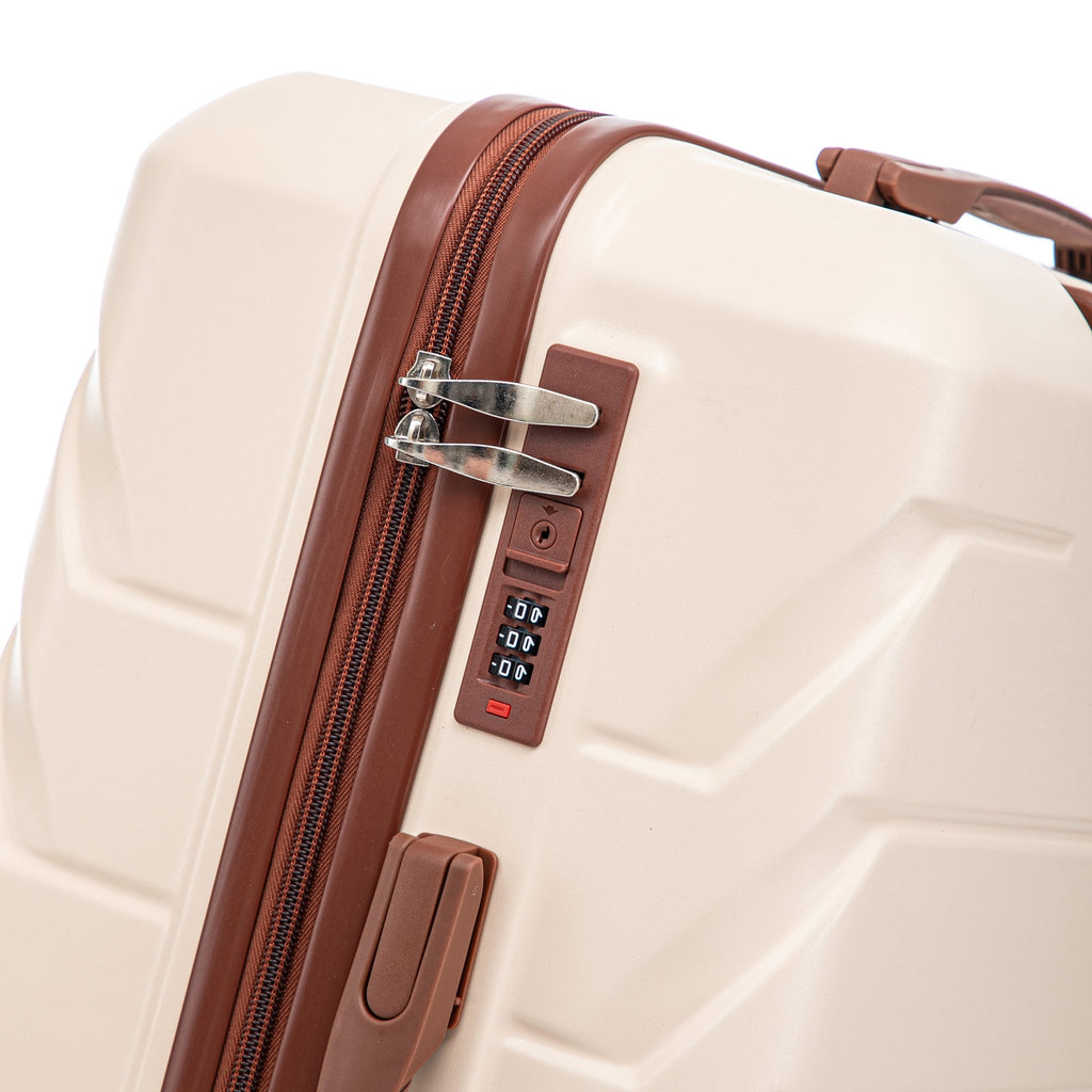 3-Piece ABS Spinner Wheel Luggage Set 20"/24"/28" Beige