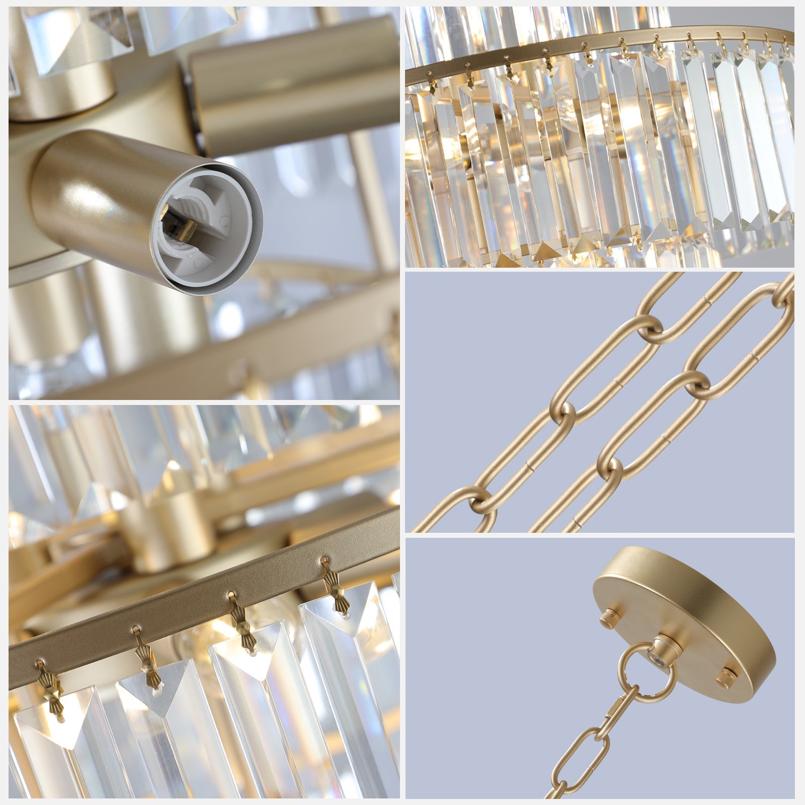 20' Modern Crystal Chandelier with Gold Finish