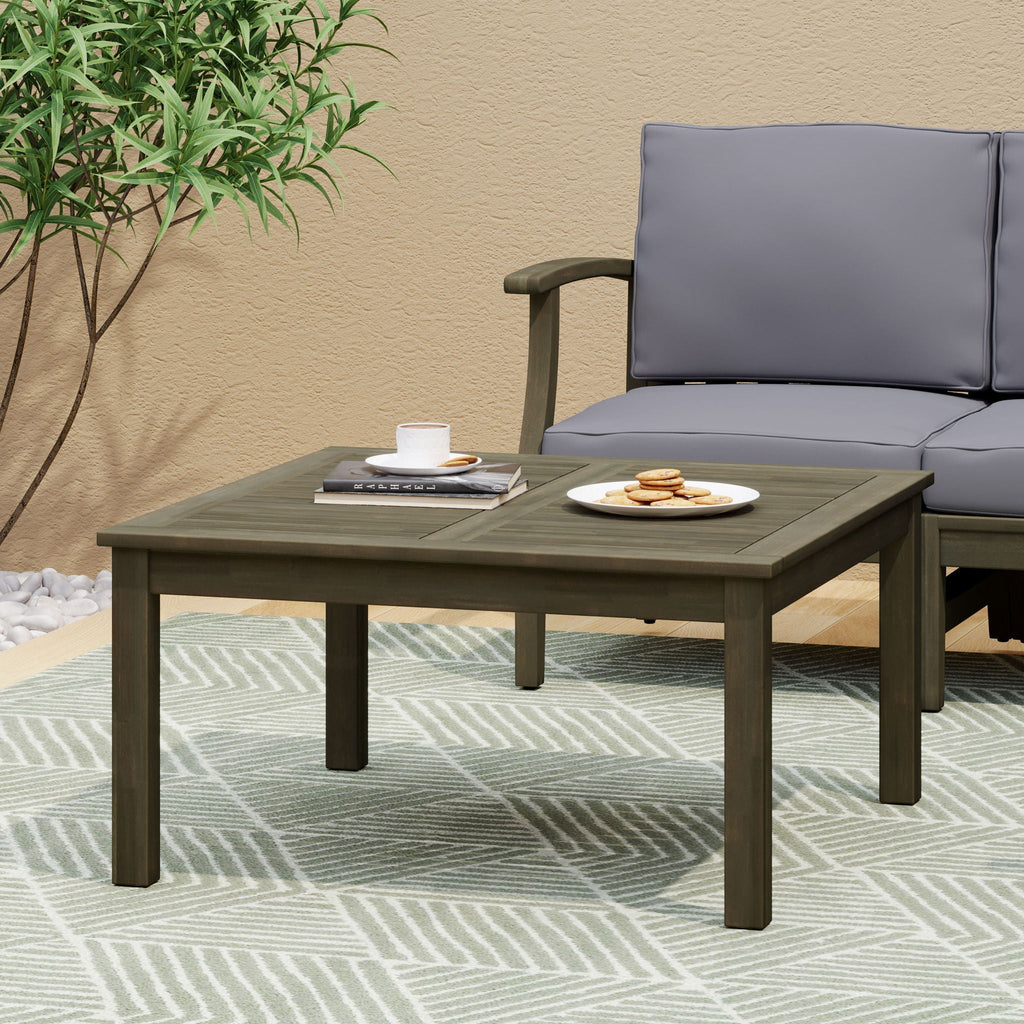 Perla Rustic Square Coffee Table with Block Legs
